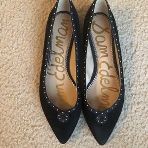 Black Pointed Toe Flats with Studs